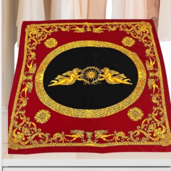 Women’s Cherub and Sun Vintage Polyester Large Scarf, 35” x 35” - Picture 1 of 3